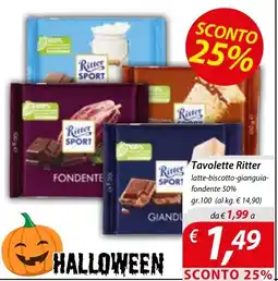 DiMeglio Tavolette Ritter latte-biscotto-giangua-fondente 50% offerta