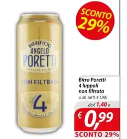 DiMeglio Birra Poretti 4 luppoli non filtrata offerta