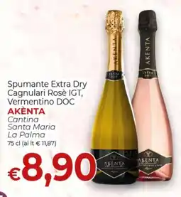 Maxi Nonna Isa Spumante Extra Dry Cagnulari Rosè IGT, Vermentino DOC AKÈNTA offerta