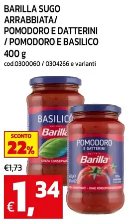 C+C maxigross Barilla sugo arrabbiata offerta