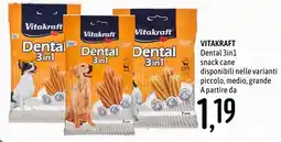 Emisfero Vitakraft Dental 3in1 snack cane offerta