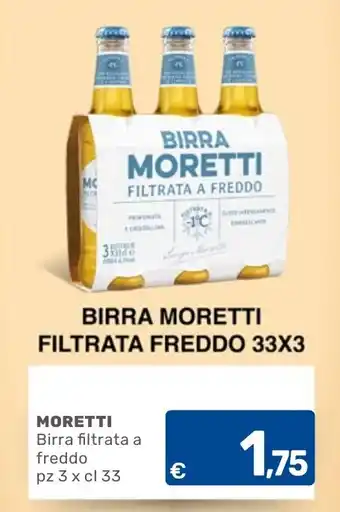 Birra Moretti filtrata a freddo