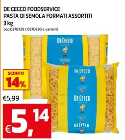 C+C maxigross De Cecco pasta di semola formati assortiti offerta