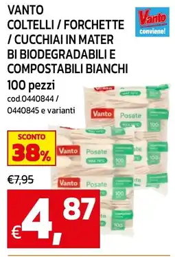 C+C maxigross Vanto coltelli / forchette / cucchiaini in mater biodegradabili e compostabili bianchi offerta