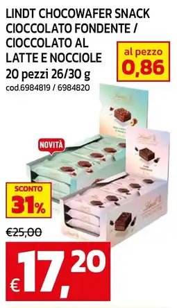 C+C maxigross Lindt Chocowafers snack cioccolato fondente / cioccolato al latte e nocciole offerta