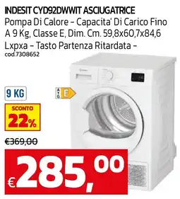 C+C maxigross Indesit asciugatrice offerta