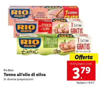Lidl Tonno all'olio di oliva 4x52g offerta