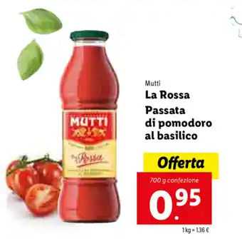 Lidl Mutti La Rossa Passata di pomodoro al basilico 700g offerta