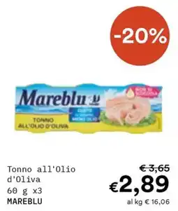 Borello Supermercati Tonno all'olio d'Oliva Mareblu offerta