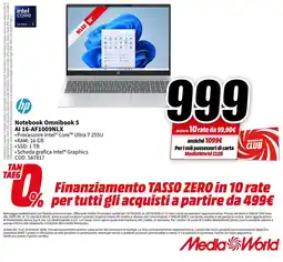 MediaWorld Notebook Omnibook 5 AI 16-AF1009NLX offerta