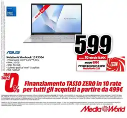 MediaWorld ASUS Notebook Vivobook 15 F1504 offerta