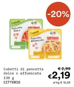 Borello Supermercati Cubetti di pancetta dolce o affumicata CITTERIO offerta