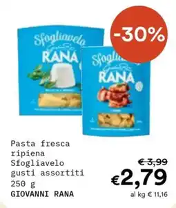 Borello Supermercati Pasta fresca ripiena Sfogliavelo gusti assortiti GIOVANNI RANA offerta