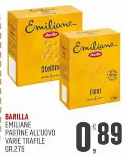 Marketpiù Barilla Emiliane pastine all'uovo varie trafile offerta