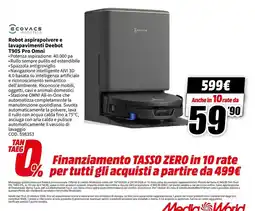MediaWorld Robot aspirapolvere e lavapavimenti Deebot T90S Pro Omni offerta