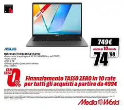MediaWorld Asus VivoBook S14 S3407 offerta