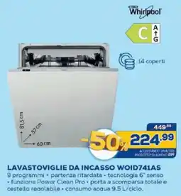 Euronics Bruno Whirlpool lavastoviglie da incasso woid741as offerta