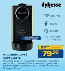 Euronics Bruno Macchina caffè capsulette didiesse offerta