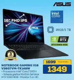Euronics Bruno Asus Notebook Gaming V16 offerta