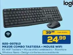 Euronics Bruno Logitech MK235 Combo Tastiera + Mouse WiFi offerta