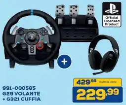 Euronics Bruno Logitech G29 Volante + G321 Cuffia offerta