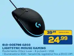 Euronics Bruno Logitech LIGHTSYNC MOUSE GAMING offerta