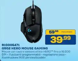 Euronics Bruno Logitech G502 HERO Mouse Gaming offerta