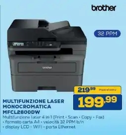 Euronics Bruno Brother multifunzione laser monocromatica MFCL2800DW offerta