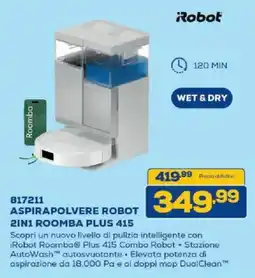 Euronics Bruno iRobot Aspirapolvere Robot 2in1 Roomba Plus 415 offerta