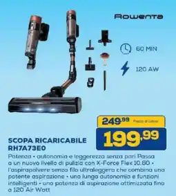 Euronics Bruno Rowenta scopa ricaricabile RH7A73E0 offerta