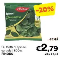 Unes Ciuffetti di spinaci surgelati FINDUS offerta