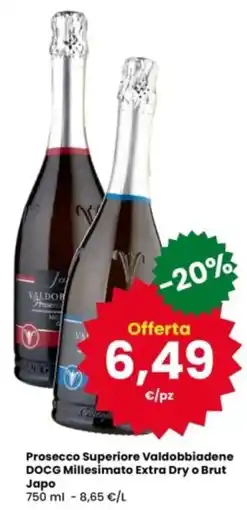 Interspar Prosecco Superiore Valdobbiadene DOCG Millesimato Extra Dry o Brut Japo offerta
