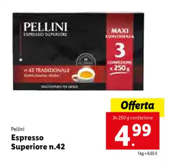 Lidl Pellini Espresso Superiore n.42 3 x 250g offerta