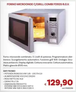Vivo Supermercati Forno microonde c/grill combi FD925 R.G.V. offerta