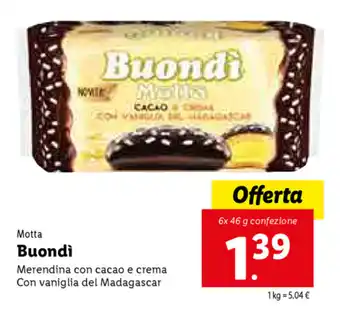 Lidl Motta Buondi Merenda con cacao e crema Con vaniglia del Madagascar offerta