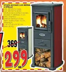 Mondo Brico Stufa acciaio Lux Berna 4 stelle offerta