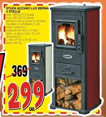 Stufa acciaio Lux Berna 4 stelle
