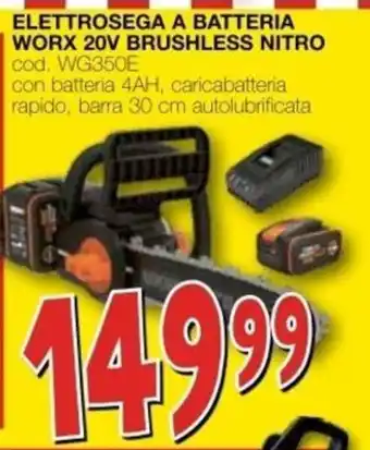 Elettrosegna a batteria Worx 20V brushless Nitro
