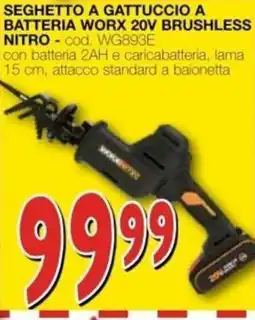 Mondo Brico Seghetto a gattuccio a batteria Worx 20V Brushless Nitro offerta