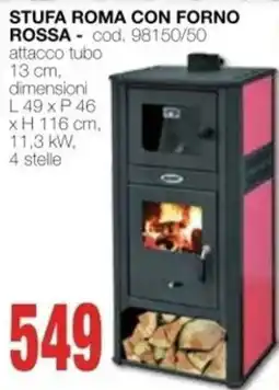 Mondo Brico Stufa Roma con forno rossa offerta