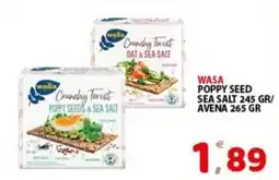 Premium Supermercati Wasa Crunchy Twist Poppy Seeds & Sea Salt offerta
