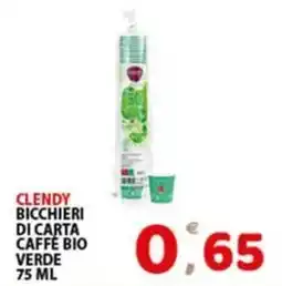 Premium Supermercati Clendy bicchieri di carta caffè bio verde offerta
