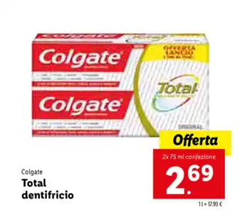 Lidl Colgate Total dentrificio 2 x 75ml offerta