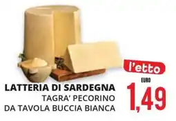 Mazzeo Supermercati Latteria di Sardegna Tagra' Pecorino da tavola buccia bianca offerta
