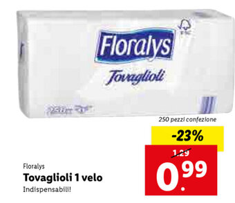 Lidl Floralys Tovaglioli 1 velo offerta