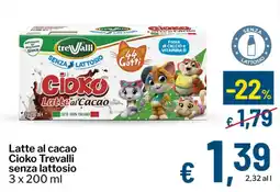 Qui Discount Latte al cacao Cioko Trevalli senza lattosio offerta