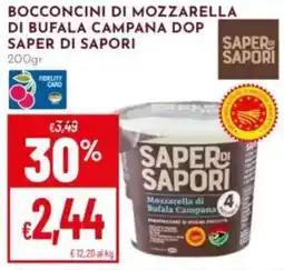 Pan Bocconcini di mozzarella di bufala campana dop Saper di sapori offerta