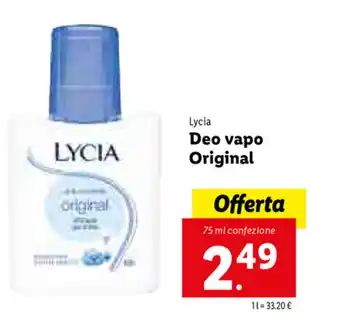 Lidl Lycia Deo vapo Original 75ml offerta