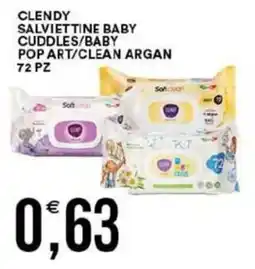 Vantaggio Cash&Carry Clendy salviettine baby cuddles/baby pop art/clean argan offerta