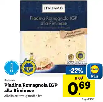 Lidl Italiamo Piadina Romagnola IGP alla Riminise offerta